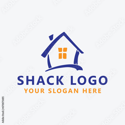 shack hut logo design vector