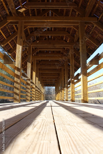 A long wooden walkway