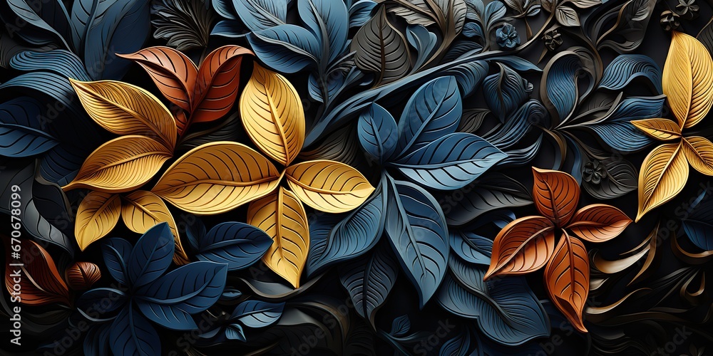 AI Generated. AI Generative. Plant decorative leaves botanical pattern background. Graphic Art