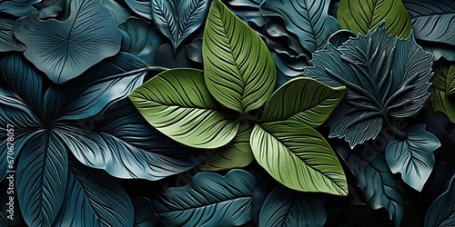 AI Generated. AI Generative. Plant decorative leaves botanical pattern background. Graphic Art