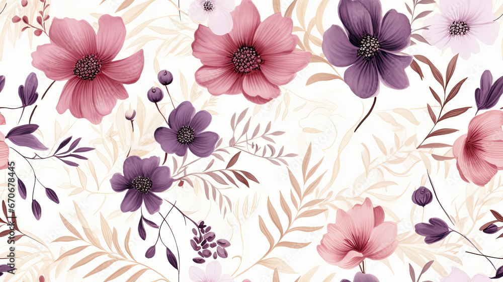 Colorful Blossoming Flowers in Vivid Pink and Purple Colorful Blossoming Flowers in Vivid Pink and Purple
