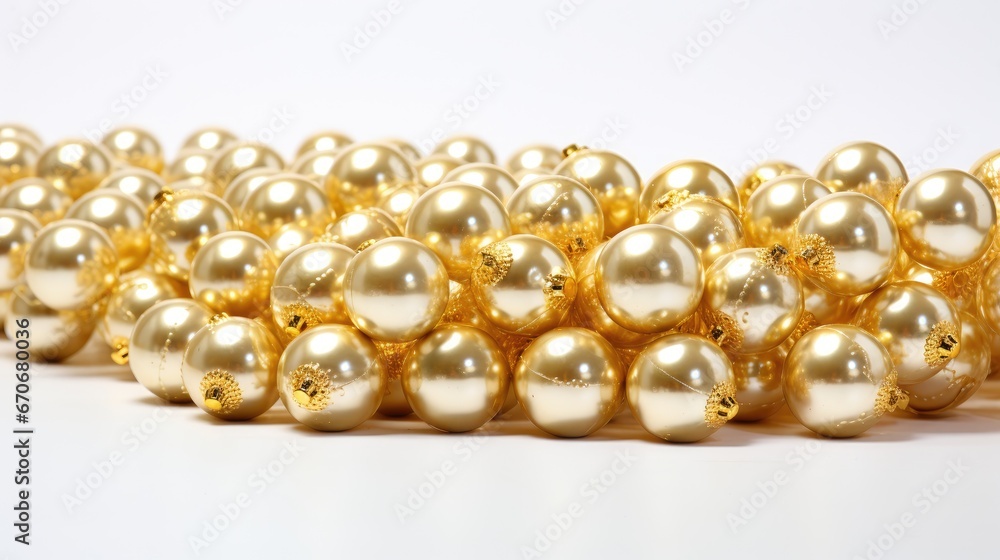 Elegance in Every Detail: Sparkling gold Christmas bump beads on a white backdrop, perfect for adding a touch of luxury to your holiday designs Elegance in Every Detail: Sparkling gold Christmas bump beads on a white backdrop, perfect for adding a touch of luxury to your holiday designs