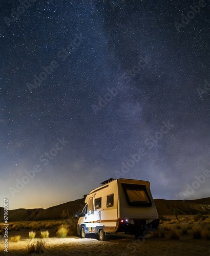 Caravan under the stars on the desert