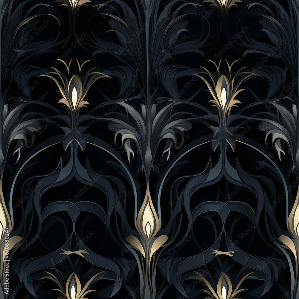 Black and Gold Botanical Seamless Pattern Black and Gold Botanical Seamless Pattern