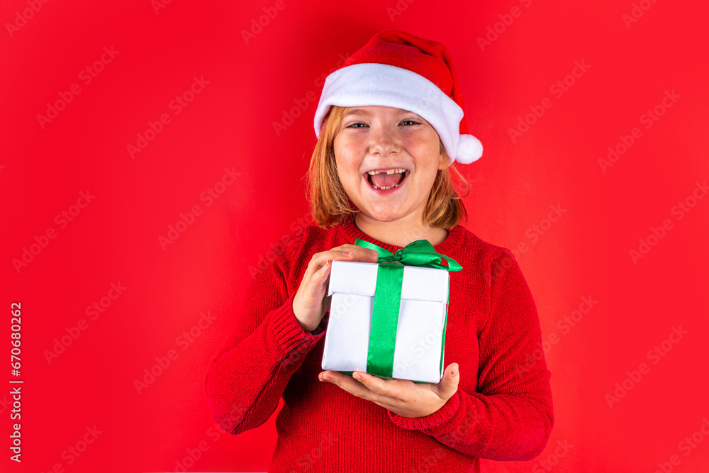 Christmas holiday background with funny girl Christmas holiday background with funny girl