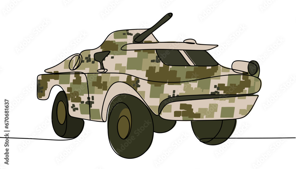 Combat reconnaissance vehicle. Color vector.