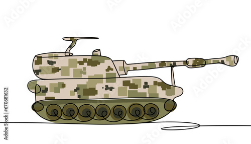 Self-propelled artillery mount. Color vector.