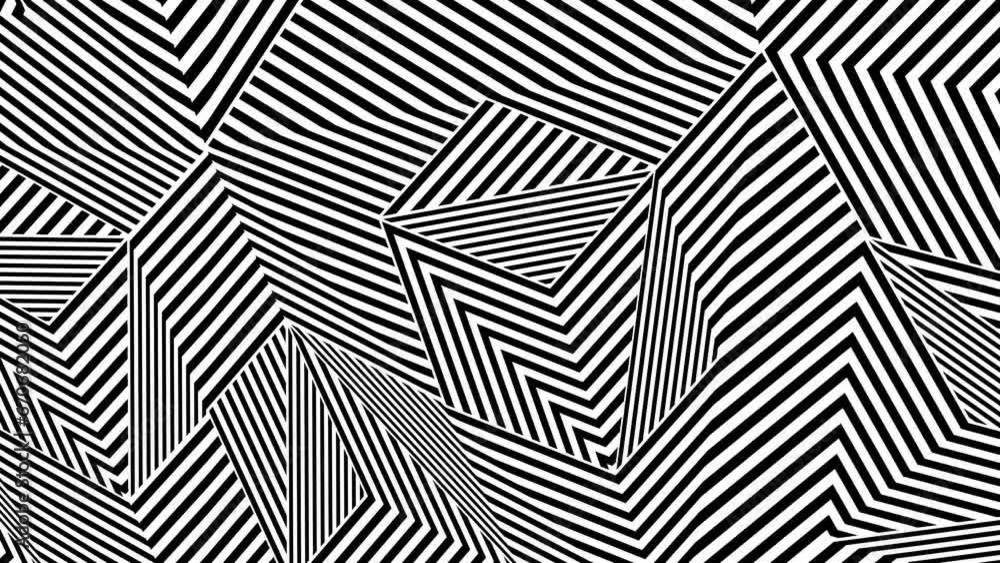 Abstract background with black and white stripes.Seamless loop video.Black pattern. Abstract background with black and white stripes.Seamless loop video.Black pattern.