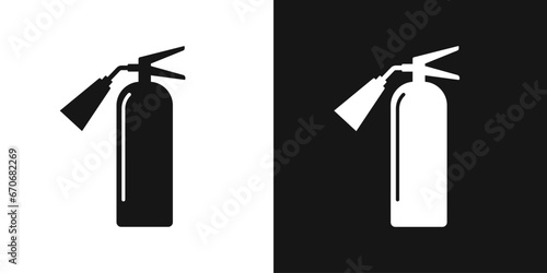 Fire extinguisher vector icon. Foam fire canister, fire safety sign photo