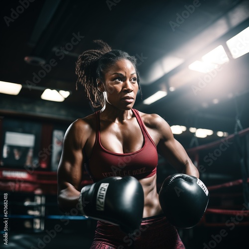 African-American woman boxing