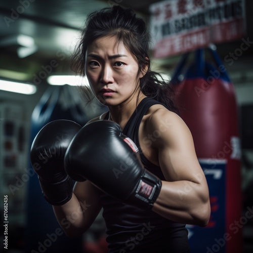 Korean woman boxing