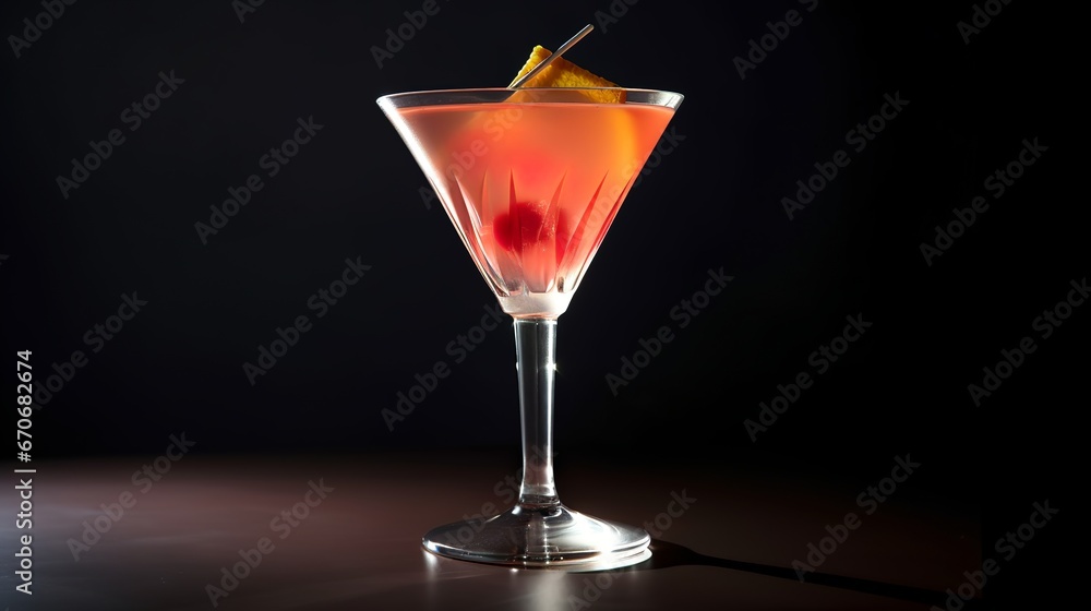 cherry berry cocktail drink on a bar table with good light	