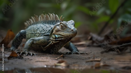 Iguana in the Amazon rainforest.