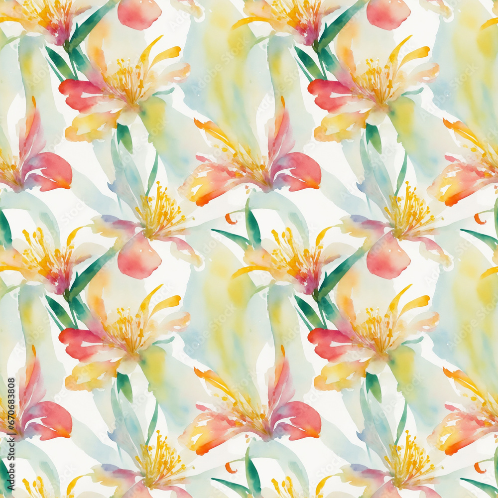 Obraz premium seamless watercolor floral abstract colorful wallpaper