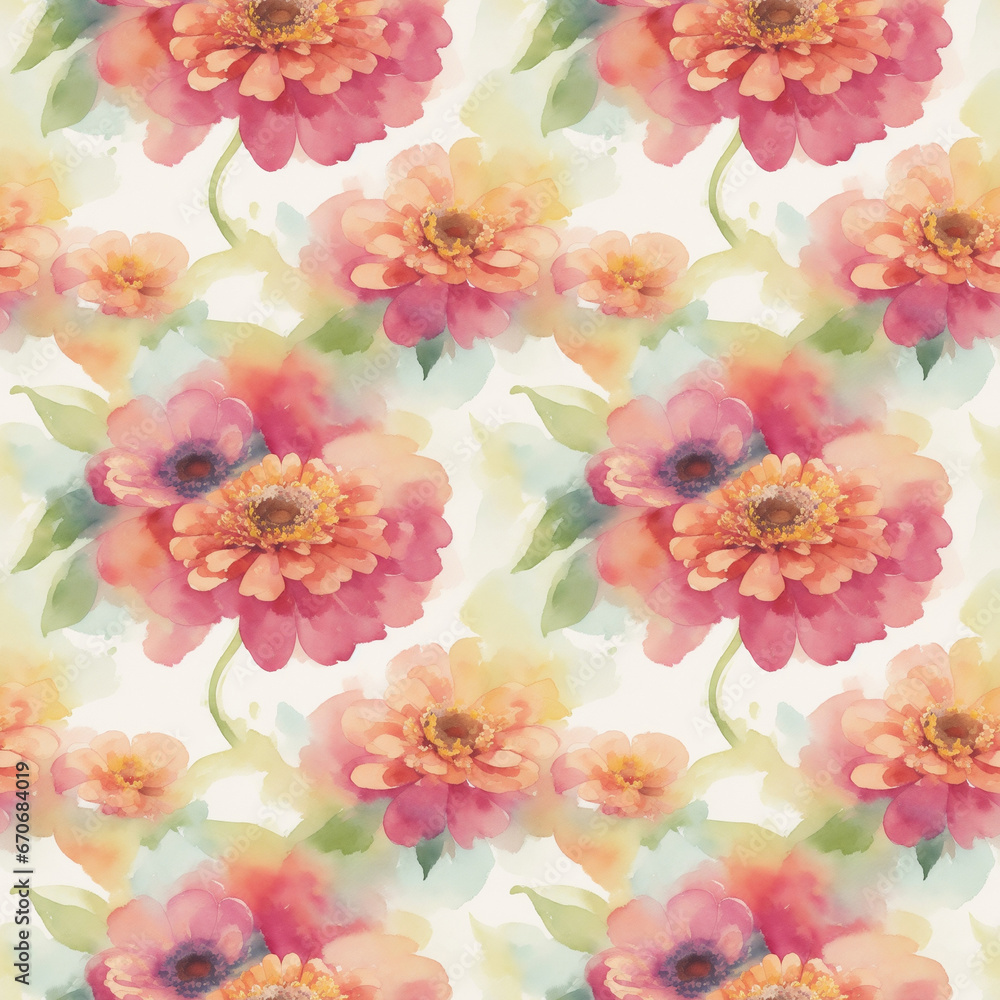 Fototapeta premium seamless watercolor floral abstract colorful wallpaper