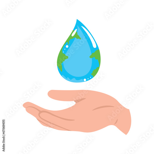 water day hand with drop