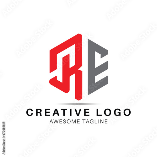 RE letter logo design icon