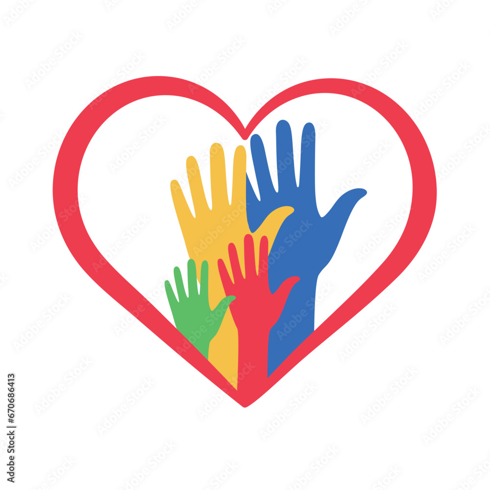 Fototapeta premium autism hands in a heart