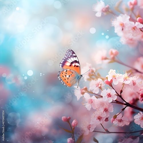 abstract nature spring Background, spring flower and butterfly, photo © Benni