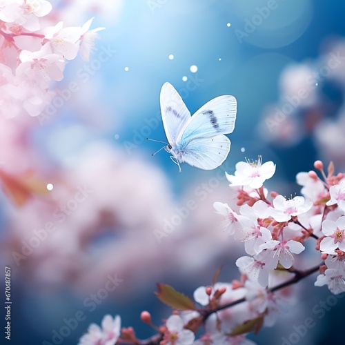 abstract nature spring Background, spring flower and butterfly, photo
