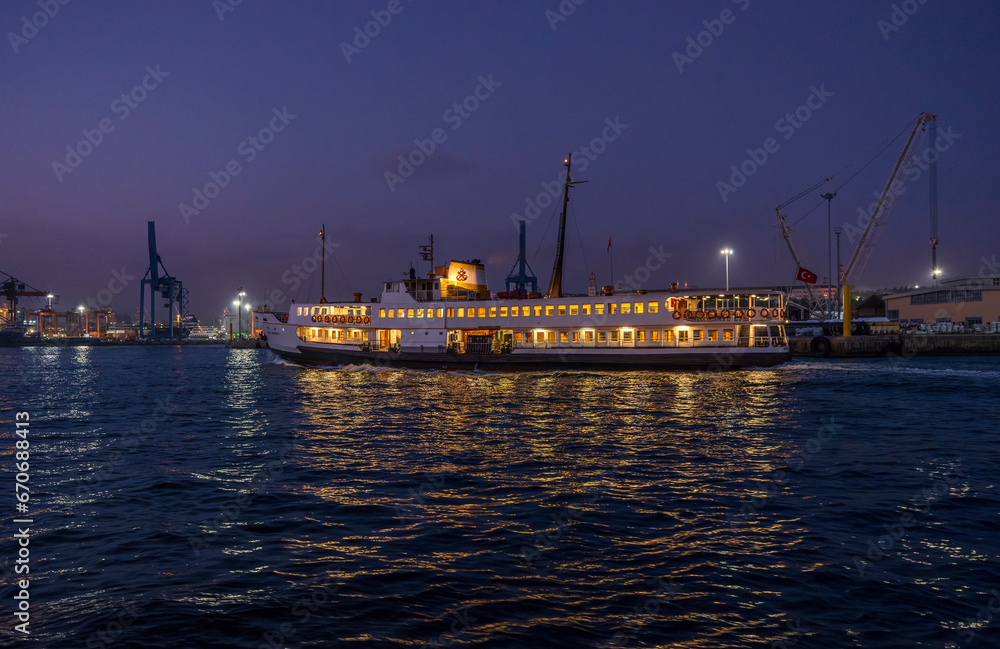 Captured the enchanting night ambiance of Istanbul's iconic Eminonu Pier, where the shimmering lights and ferry lines create a magical scene of istanbul