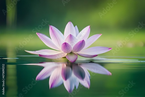 Lotus flower in bloom with copy space  shallow depth of field.