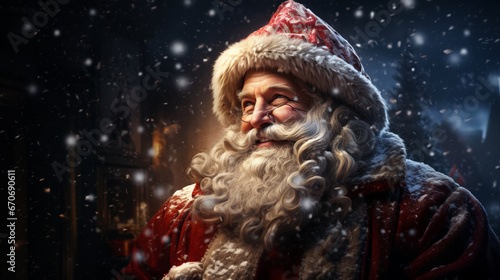Santa Claus reads letters and prepares gifts  magical Christmas night