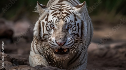 Close up of white bengal tiger  Panthera tigris altaica