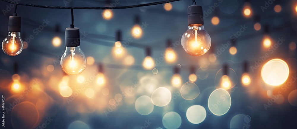 Beautiful bokeh in the background of light bulbs Beautiful bokeh in the background of light bulbs