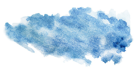 blue watercolor stain on white isolated background
