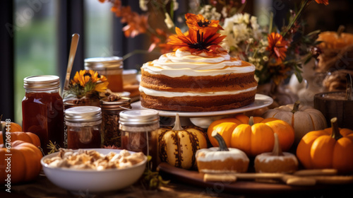Freshly baked pies and desserts thoughtfully arranged for fall and Thanksgiving  invoking warm memories