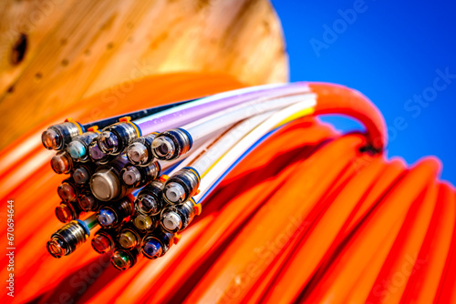 glass fibre cable on a drum photo
