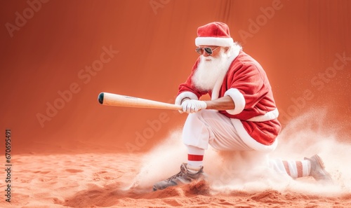 Santa Claus is playing baseball. photo
