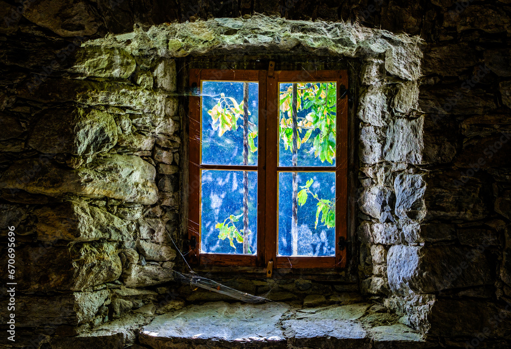 old window at a farmhouse