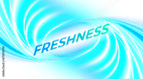 Blue swirl background with glowing white centre for text or product presentation. Tornado of freshness and purity. Spinning glowing lines. Vector illustration.