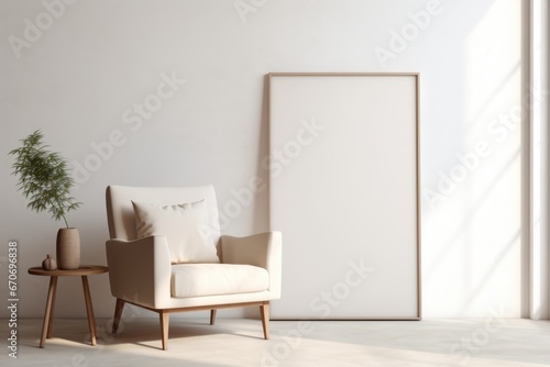 armchair in a room  interior mockup  living room mock-up  modern beige room mock up  empty wall mock-up  blank wall mockup  cosy chair mockup