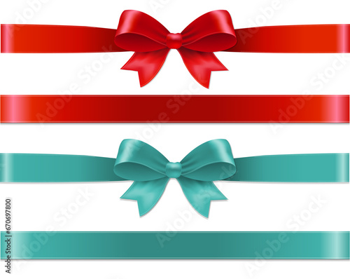 Color Bows Collection Isolated White Background