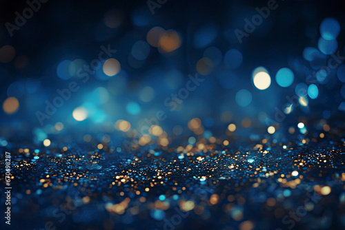 Decoration bokeh glitters background, abstract shiny backdrop with circles,modern design overlay with sparkling glimmers. Generated with AI