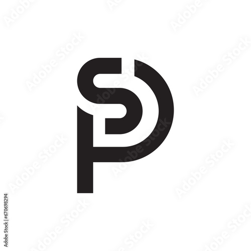 Letter Sp or Ps initial creative line art simple elegant monogram abstract logo