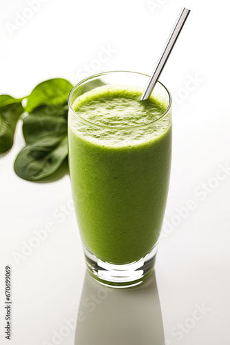 Illustration with a glass of freshly spinach squeezed juice on a white background. For backgrounds, banners and other projects about healthy lifestyle.