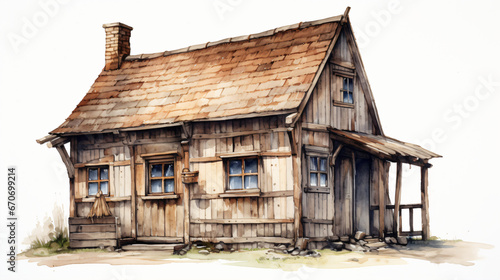 Old country, vilage house, farm isolated on the transparent background PNG.