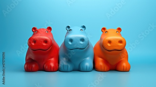 A group of three toy animals sitting next to each other