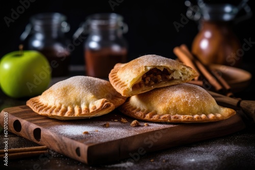 Apple and cinnamon empanadas with sweet and spiced filling. Tender and buttery pastry.