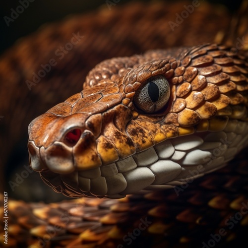 close up of a black headed rattlesnake