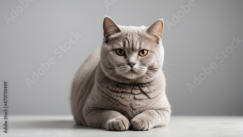 British Shorthair cat isolated on a white background. Backdrop with copy space