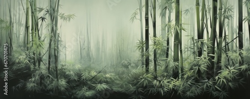 Fotografija painting of bamboo trees Generative AI