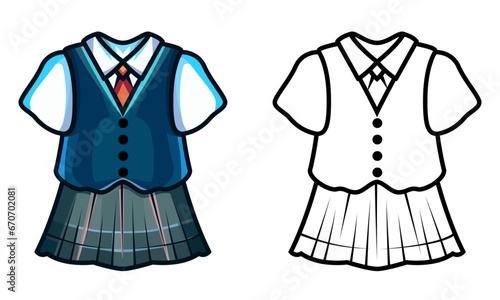 Japanese girls school uniform vector illustration   Primary school   pre school uniform cartoon style vector image