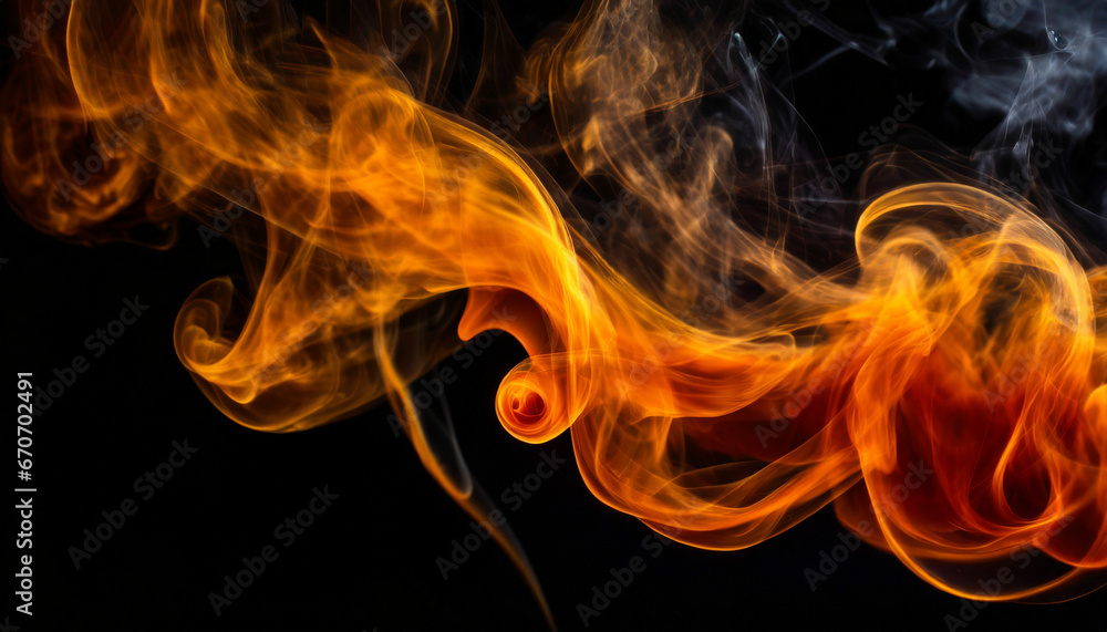 Orange Smoke Against the black background Orange Smoke Against the black background