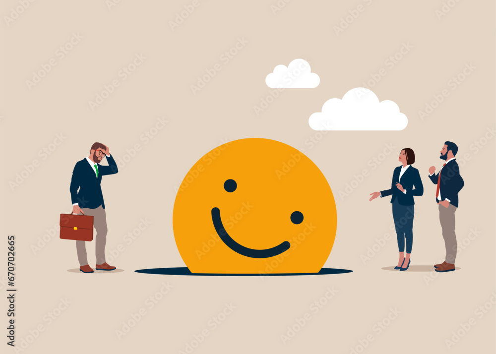 Fotografie Happy emoji fell into a pit