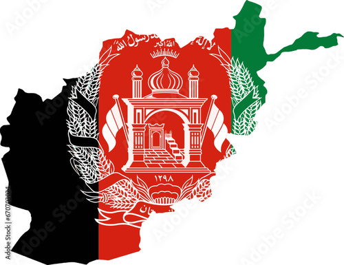 afghanistan country map with flag